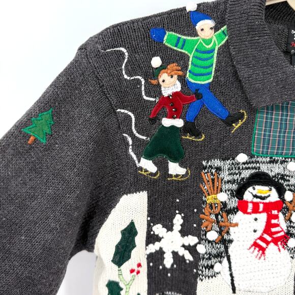 Designers Studio Vintage Winter Wonderland Holiday Cardigan Sweater Size XL - Picture 5 of 7